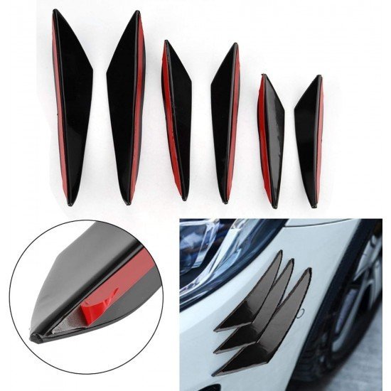 Car Front Bumper Spoiler Fin Canards 6 Pack | Universal Fit | Carbon Fiber & Black Car Front Bumper Spoiler Fin Canards 6 Pack | Universal Fit | Carbon Fiber & Black