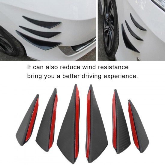 Car Front Bumper Spoiler Fin Canards 6 Pack | Universal Fit | Carbon Fiber & Black Car Front Bumper Spoiler Fin Canards 6 Pack | Universal Fit | Carbon Fiber & Black