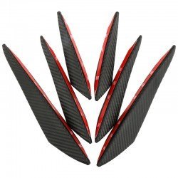 Car Front Bumper Spoiler Fin Canards 6 Pack | Universal Fit | Carbon Fiber & Black