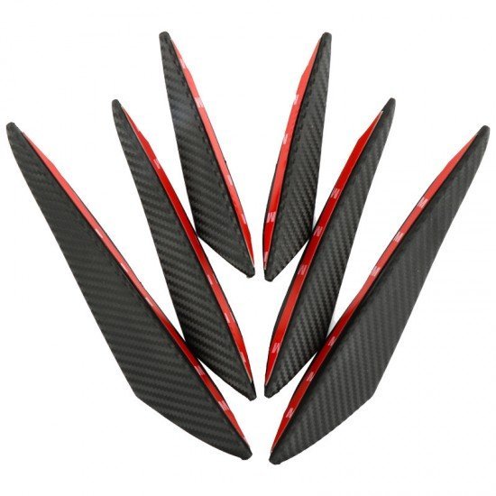 Car Front Bumper Spoiler Fin Canards 6 Pack | Universal Fit | Carbon Fiber & Black Car Front Bumper Spoiler Fin Canards 6 Pack | Universal Fit | Carbon Fiber & Black
