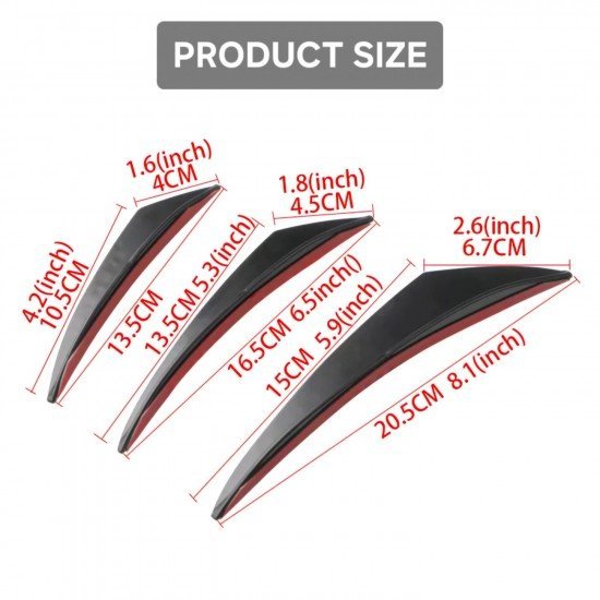 Car Front Bumper Spoiler Fin Canards 6 Pack | Universal Fit | Carbon Fiber & Black Car Front Bumper Spoiler Fin Canards 6 Pack | Universal Fit | Carbon Fiber & Black