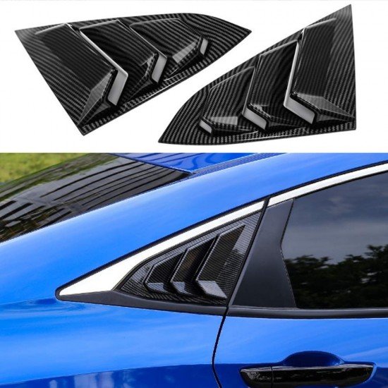 Carbon Fiber Rear Window Louvers for Honda Civic 2016-2021 | Pack of 2