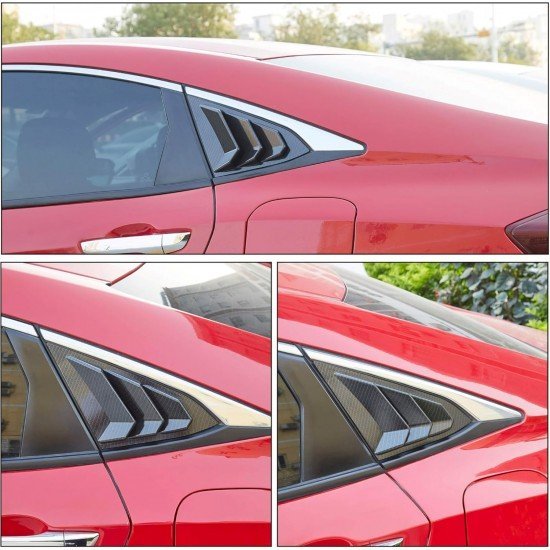 Carbon Fiber Rear Window Louvers for Honda Civic 2016-2021 | Pack of 2