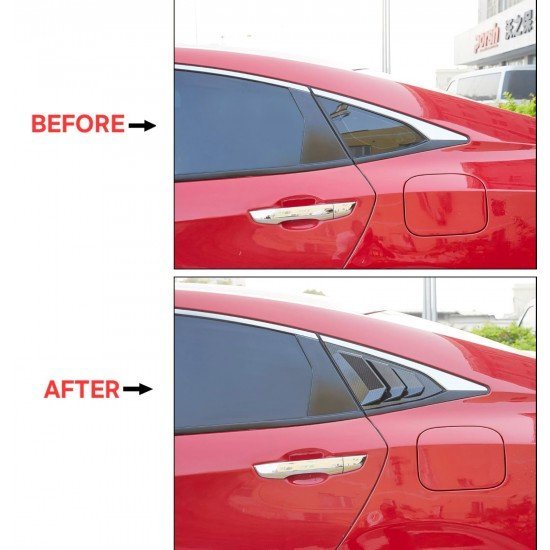 Carbon Fiber Rear Window Louvers for Honda Civic 2016-2021 | Pack of 2