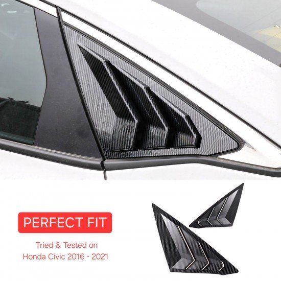 Carbon Fiber Rear Window Louvers for Honda Civic 2016-2021 | Pack of 2