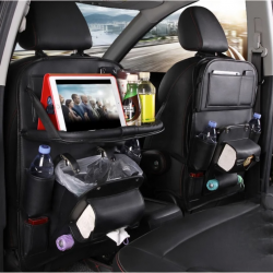 Leather Backseat Organizer with Folding Tray & Trash Compartment (2 Colors)