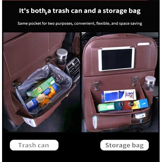 Leather Backseat Organizer with Folding Tray & Trash Compartment (2 Colors) Leather Backseat Organizer with Folding Tray & Trash Compartment (2 Colors)