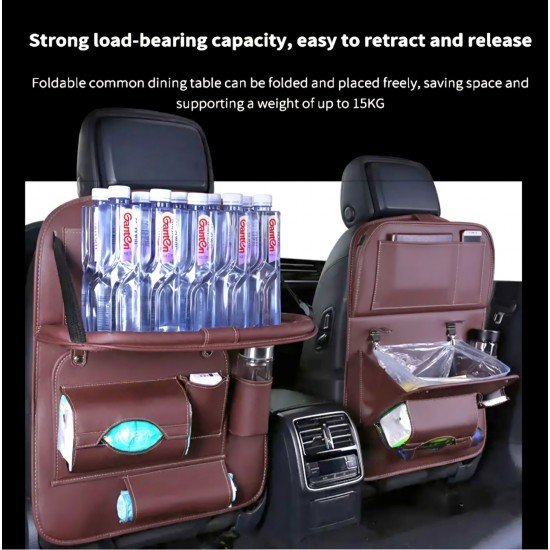 Leather Backseat Organizer with Folding Tray & Trash Compartment (2 Colors) Leather Backseat Organizer with Folding Tray & Trash Compartment (2 Colors)