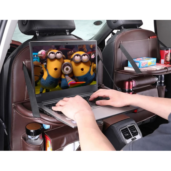 Leather Backseat Organizer with Folding Tray & Trash Compartment (2 Colors) Leather Backseat Organizer with Folding Tray & Trash Compartment (2 Colors)