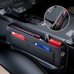 Premium Leather Car Seat Gap Organizer Universal Fit – Black Premium Leather Car Seat Gap Organizer Universal Fit – Black