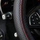 Black PU Leather Expandable Steering Wheel Cover 38CM 3 Colors – Black, Black Blue & Black Red
