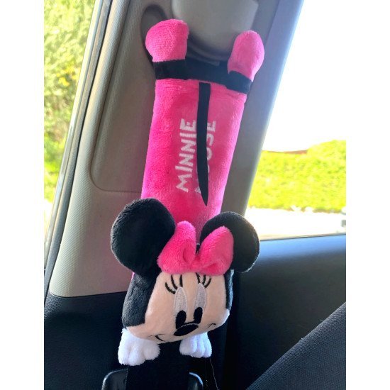 Mickey & Minnie Car Seat Belt Covers – Soft Plush Cotton 