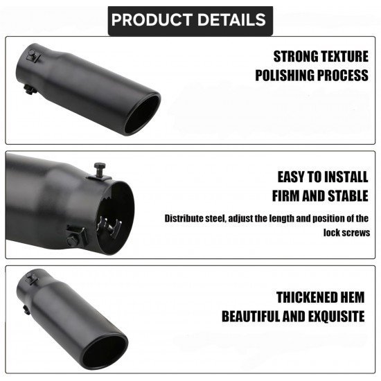 Universal Fit Exhaust Pipe Tail Tips - 2.5 Inch Inlet & 3 Inch Outlet (2 Colors) Universal Fit Exhaust Pipe Tail Tips - 2.5 Inch Inlet & 3 Inch Outlet (2 Colors)