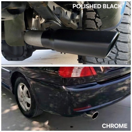 Universal Fit Exhaust Pipe Tail Tips - 2.5 Inch Inlet & 3 Inch Outlet (2 Colors) Universal Fit Exhaust Pipe Tail Tips - 2.5 Inch Inlet & 3 Inch Outlet (2 Colors)