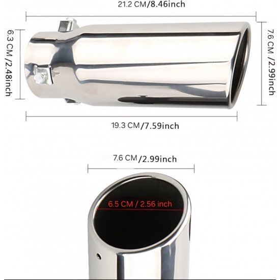 Universal Fit Exhaust Pipe Tail Tips - 2.5 Inch Inlet & 3 Inch Outlet (2 Colors) Universal Fit Exhaust Pipe Tail Tips - 2.5 Inch Inlet & 3 Inch Outlet (2 Colors)