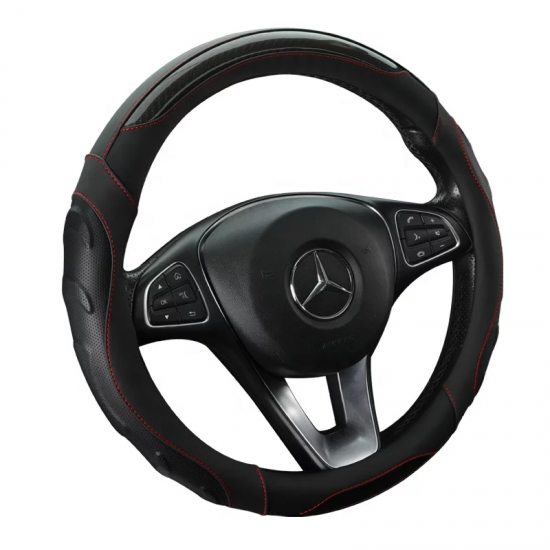 Premium Nappa Leather Steering Wheel Cover 38CM Universal Fit – Black & Black/Red Premium Nappa Leather Steering Wheel Cover 38CM Universal Fit – Black & Black/Red