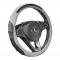 Grey Premium Nappa Leather Steering Wheel Cover 38CM Universal Fit