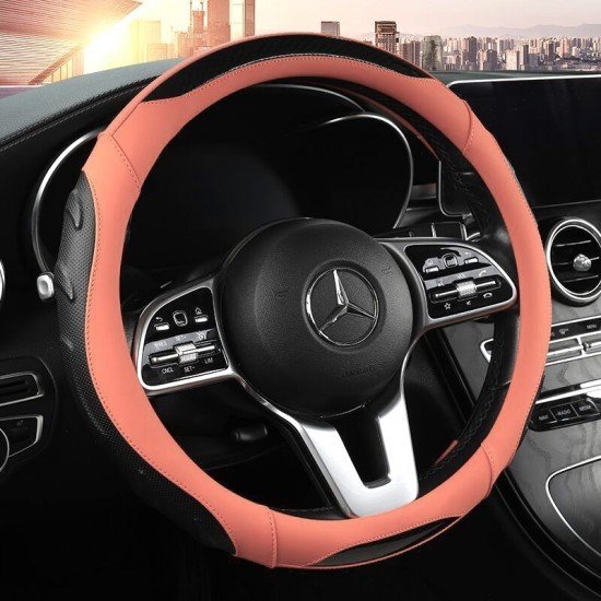 Brown Premium Nappa Leather Steering Wheel Cover 38CM Universal Fit Brown Premium Nappa Leather Steering Wheel Cover 38CM Universal Fit