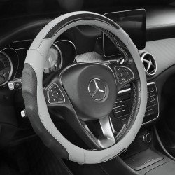 Grey Premium Nappa Leather Steering Wheel Cover 38CM Universal Fit Grey Premium Nappa Leather Steering Wheel Cover 38CM Universal Fit