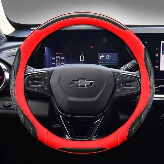 Red Premium Nappa Leather Steering Wheel Cover 38CM Universal Fit Red Premium Nappa Leather Steering Wheel Cover 38CM Universal Fit