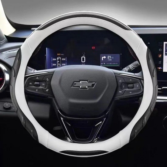 White Premium Nappa Leather Steering Wheel Cover 38CM Universal Fit White Premium Nappa Leather Steering Wheel Cover 38CM Universal Fit