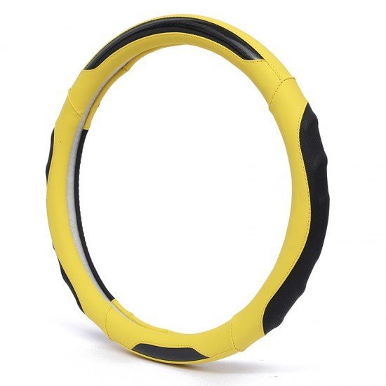 Yellow Premium Nappa Leather Steering Wheel Cover 38CM Universal Fit Yellow Premium Nappa Leather Steering Wheel Cover 38CM Universal Fit