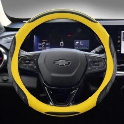 Yellow Premium Nappa Leather Steering Wheel Cover 38CM Universal Fit Yellow Premium Nappa Leather Steering Wheel Cover 38CM Universal Fit