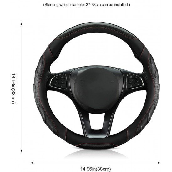 Premium Nappa Leather Steering Wheel Cover 38CM Universal Fit – Black & Black/Red Premium Nappa Leather Steering Wheel Cover 38CM Universal Fit – Black & Black/Red