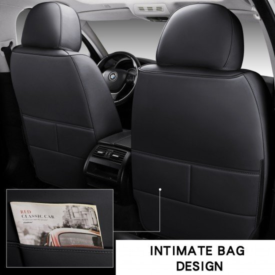 Premium Nappa Leather Diamond Cut Universal Fit Car Seat Covers (5 Seater Set) Black/Red