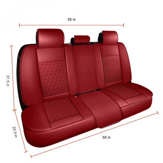 Premium Nappa Leather Diamond Cut Universal Fit Car Seat Covers (5 Seater Set) Wine Red Premium Nappa Leather Diamond Cut Universal Fit Car Seat Covers (5 Seater Set) Wine Red