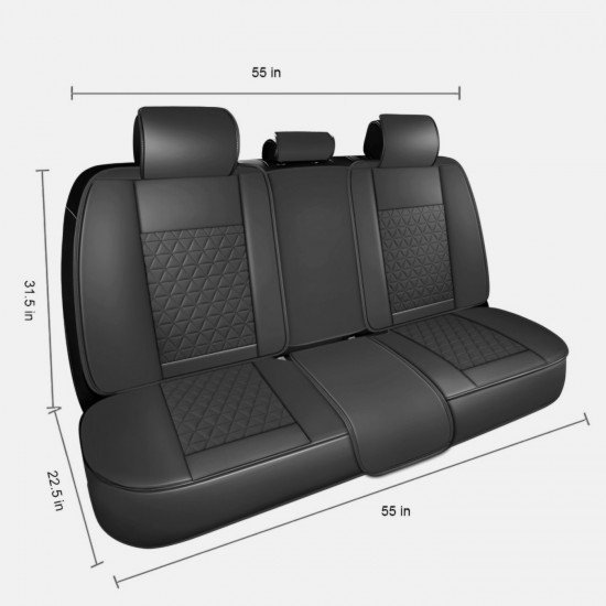 Premium Nappa Leather Diamond Cut Universal Fit Car Seat Covers (5 Seater Set) Black/Red