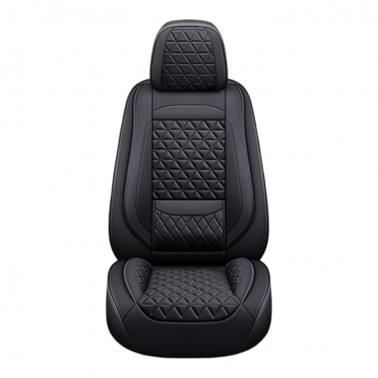 Premium Nappa Leather Diamond Cut Universal Fit Car Seat Covers (5 Seater Set) Black