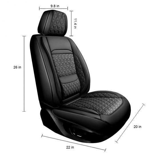 Premium Nappa Leather Diamond Cut Universal Fit Car Seat Covers (5 Seater Set) Black/Red