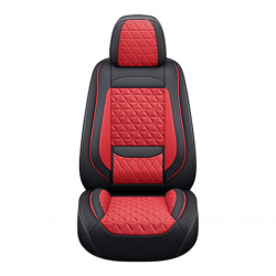 Premium Nappa Leather Diamond Cut Universal Fit Car Seat Covers (5 Seater Set) Black/Red