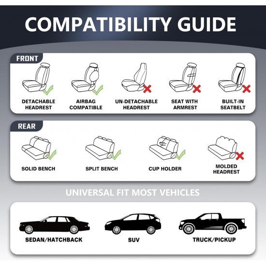 Premium Nappa Leather Diamond Cut Universal Fit Car Seat Covers (5 Seater Set) Black/Red