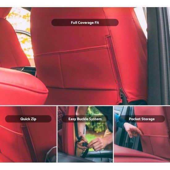 Premium Nappa Leather Diamond Cut Universal Fit Car Seat Covers (5 Seater Set) Wine Red Premium Nappa Leather Diamond Cut Universal Fit Car Seat Covers (5 Seater Set) Wine Red