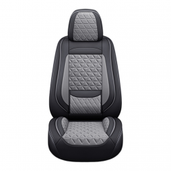 Premium Nappa Leather Diamond Cut Universal Fit Car Seat Covers (5 Seater Set) Grey/Black