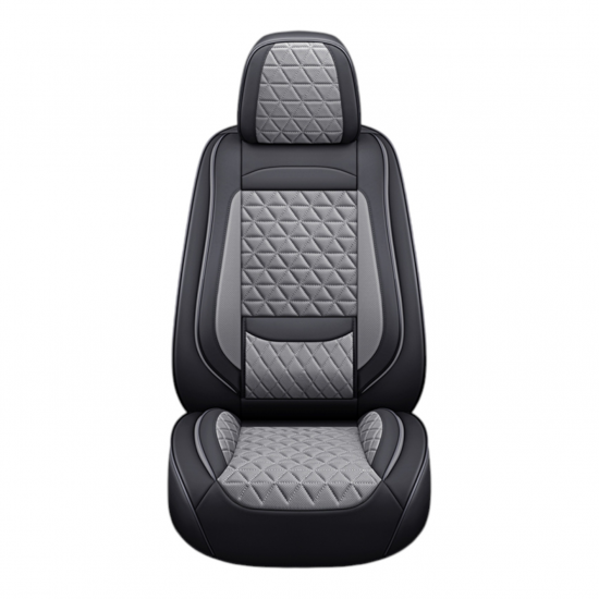 Premium Nappa Leather Diamond Cut Universal Fit Car Seat Covers (5 Seater Set) Grey/Black