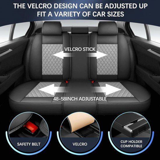 Premium Nappa Leather Diamond Cut Universal Fit Car Seat Covers (5 Seater Set) Black/Red
