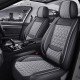Premium Nappa Leather Diamond Cut Universal Fit Car Seat Covers (5 Seater Set) Grey/Black