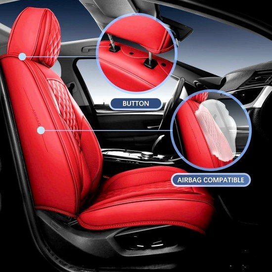 Premium Nappa Leather Diamond Cut Universal Fit Car Seat Covers (5 Seater Set) Wine Red Premium Nappa Leather Diamond Cut Universal Fit Car Seat Covers (5 Seater Set) Wine Red