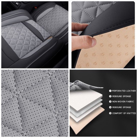 Premium Nappa Leather Diamond Cut Universal Fit Car Seat Covers (5 Seater Set) Black