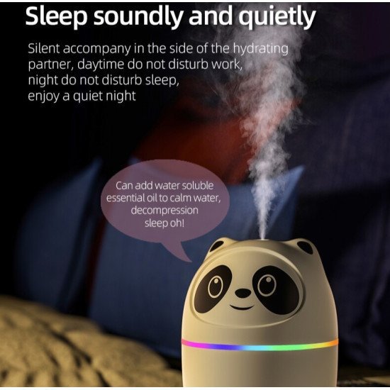 Adorable Panda Car Humidifier with Color LED - 220ml