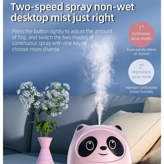 Adorable Panda Car Humidifier with Color LED - 220ml