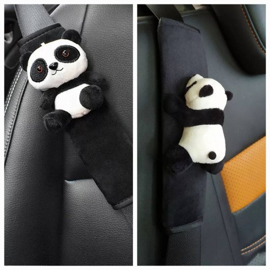 Panda Car Seat Belt Covers Pack of 2 – Soft Plush Cotton 