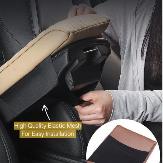 Premium Leather Car Armrest Cushion with Pocket - Center Console Pad Premium Leather Car Armrest Cushion with Pocket - Center Console Pad