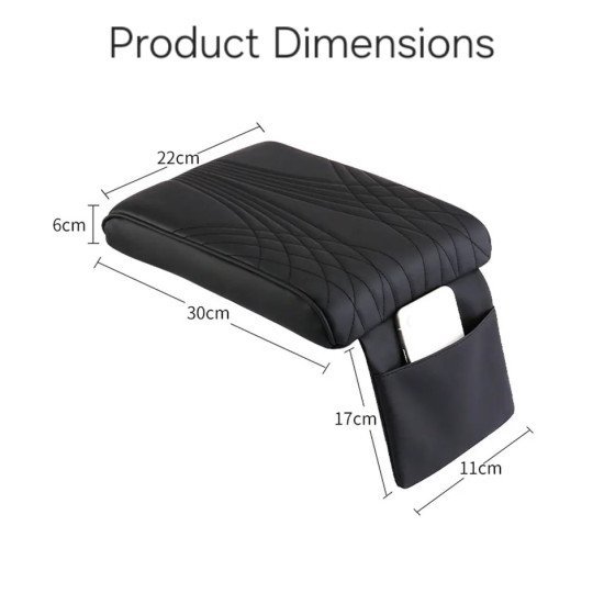 Premium Leather Car Armrest Cushion with Pocket - Center Console Pad Premium Leather Car Armrest Cushion with Pocket - Center Console Pad