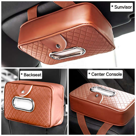 PU Leather Car Tissue Paper Holder (3 Colors) PU Leather Car Tissue Paper Holder (3 Colors)
