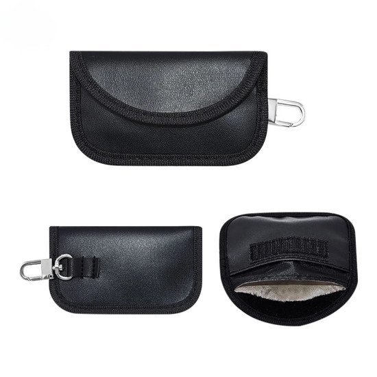 Signal Blocking Faraday Case Leather - RFID Key Fob Protection Pouch Signal Blocking Faraday Case Leather - RFID Key Fob Protection Pouch