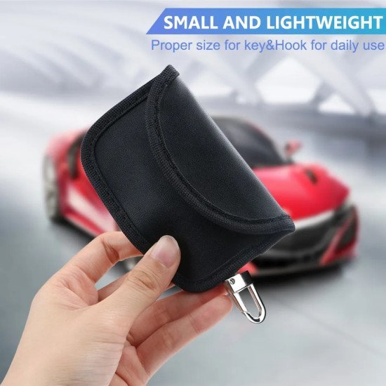 Signal Blocking Faraday Case Leather - RFID Key Fob Protection Pouch Signal Blocking Faraday Case Leather - RFID Key Fob Protection Pouch